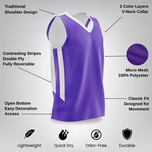 Camiseta de Baloncesto Reversible de Dos Piezas, Transpirable, con Tejido que Absorbe la Humedad, Diseño Atlético para Liga Competitiva - Product Image 5