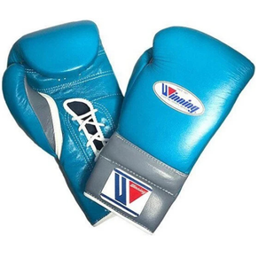 Gants de boxe à lacets Winning Bleu ciel Gris Cuir véritable Gants de boxe professionnels pour l'entraînement et le sparring 8oz 10oz 12oz 14oz 16oz - Product Image 1