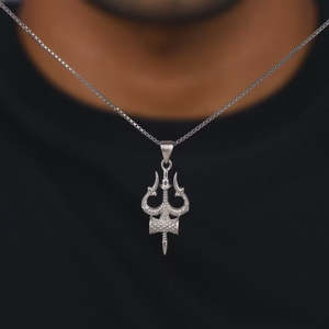 GIVA Pendentif Trishul en argent pour hommes avec chaîne à maillons Pendentifs fins et breloques Bijoux de luxe - Product Image 3