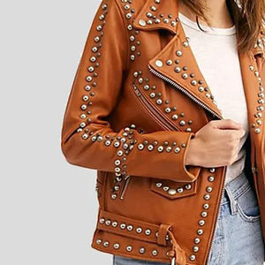 Factory Direct Supplier Best Selling New Stylish <b>Leather</b> Studded <b>Jackets</b> Latest Arrival <b>Long</b> Sleeves Regular Fit Studded <b>Jackets</b> - Product Image 6