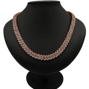 Cadena Cubana de Plata de Ley Chapada en Oro Rosa de 9 mm, Joyería de Estilo Hip-Hop de Oro Sólido de 14K/18K con Piedra Principal de Moissanita, 100 g - Product Image 2