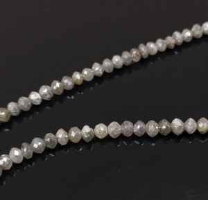 Perle de pierre naturelle de diamant gris pour la fabrication de bijoux faits à la main en gros de haute qualité Long brin à facettes pierre de rondelle en gros - Product Image 3