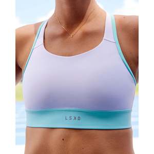 Soutien-gorge de sport Yoga Fitness 2.0 - Blanc imprimé mer Baltique, grande taille, haut de sport léger à manches courtes - Product Image 4