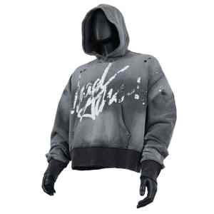 Sudaderas con Capucha Extra Grandes de Algodón Grueso Personalizadas, con Estampado Digital, Lavado Desteñido al Sol y Estilo Desgastado para Hombre - Product Image 5