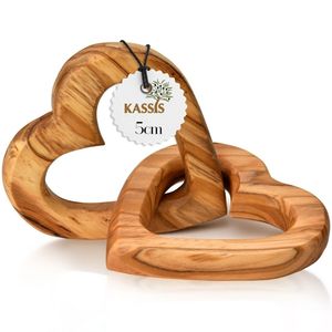 Corazones Entrelazados de Madera, Regalo para el Día de San Valentín, Aniversario de Bodas, Diseño Moderno Hecho a Mano, 5 cm - Product Image 1