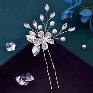 Bridella BHP504-S Silver Rhinestone & <b>Pearl</b> <b>Headband</b> with Elegant Floral Design Comfortable Fit for Weddings Proms Formal Events - Product Image 6