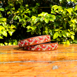 2025 fil recyclé hommes décontracté en cuir véritable ceinture broderie florale Style de détresse longueur personnalisée avec boucle de barre centrale - Product Image 2