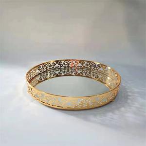 Bandeja DE ESPEJO DE SERVICIO DE Metal nórdico decorativo, calado moderno, hermosas bandejas de té y frutas para decoración del hogar de lujo y cocina, nuevo artículo - Product Image 5