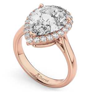 Anillo de Compromiso de Oro Rosa de 14K con Diamante en Forma de Pera de 4.69ct y Halo - Product Image 3
