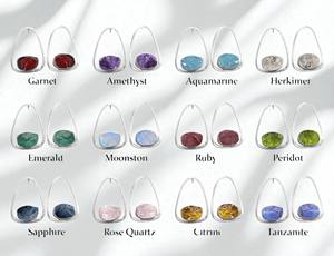 Boucles d'oreilles pendantes en argent Sterling avec pierres précieuses en saphir rugueux Boucles d'oreilles personnalisées pour femmes Boucles d'oreilles Pierre de naissance Bijoux en gros - Product Image 3