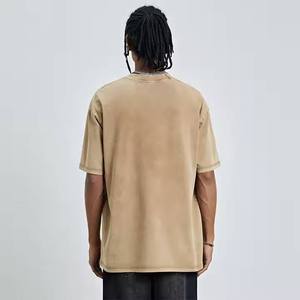 Batik de punto de gran tamaño de lujo informal para hombre, camisetas transpirables ecológicas en blanco de algodón 100% lavadas con ácido personalizadas de manga corta - Product Image 5