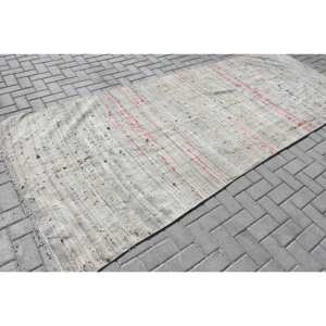 Vintage White Turkish <b>Rug</b> 4.2 X 10.8ft Classic Large Area Wool <b>Seagrass</b> Latex Rectangular Patchwork Abstract Hallway Design - Product Image 2