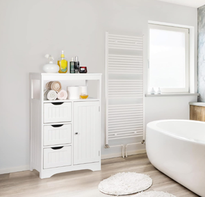 Meuble de salle de bain en bois massif de chêne à 6 tiroirs et 1 porte avec panneaux en MDF pour la maison, le bureau, l'hôtel ou la villa. - Product Image 3