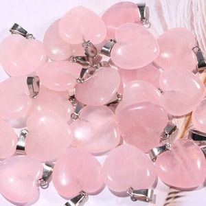 สร้อยคอจี้หัวใจโรสควอตซ์สำหรับความรักโรแมนติกและความสมดุลทางอารมณ์เพื่อการส่งออก - Product Image 2