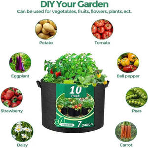 ถุงผ้านอนวูฟเวนพร้อมที่จับปลูกต้นไม้15แกลลอนสำหรับงานหนัก10ชิ้น - Product Image 3