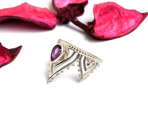 Bague en argent 925 en forme de couronne romantique, pierre précieuse naturelle, labradorite facettée en forme de poire, sertie de bézel, pour anniversaire, fiançailles - Product Image 3