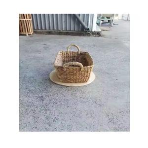 Paniers de rangement rectangulaires en jacinthe d'eau écologiques directs d'usine poignées torsadées multi-tailles boîtes de rangement artisanales bacs - Product Image 1