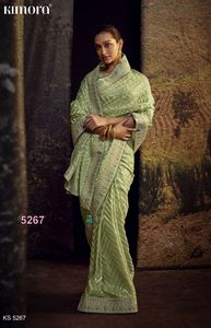 Dernier Designer Pure Organza Tissu Soie Broderie Travail Fantaisie Saree - Product Image 2
