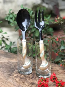 Cuillère en corne Cuillère à coquille faite à la main avec poignée animale pour la présentation de caviar de luxe - Product Image 4