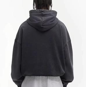 Sudadera con Capucha de Invierno para Hombre, Estilo Urbano, 100% Algodón, Gruesa, Holgada, Desgastada con Ácido, con Cremallera Personalizable - Product Image 3