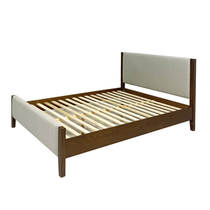 โครงเตียงไม้ขนาดคิงไซส์ทำจากไม้เนื้อแข็งแบบทันสมัยพร้อมหัวเตียงหุ้มเบาะและเฟอร์นิเจอร์วางเท้าทำจากเวียดนามทำตามสั่งได้ตามต้องการ - Product Image 3