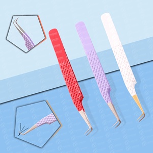Imprimer Logo Nano Grip Microfibre Cils Pince À Épiler Diamond Grip Volume Lash Extension Fiber Tips Pincettes Set - Product Image 1