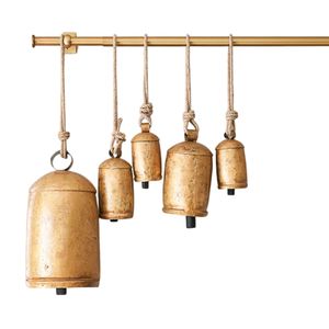 Campana de vaca de Metal dorado rústico ecológico para decoración del hogar con campanas colgantes de cuerda de yute para uso en interiores y exteriores, el precio más barato - Product Image 5