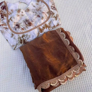 Designer Dames Soie Saree Paillettes Travail Bordure Beau Style Traditionnel Moderne Haute Coton Saree Fête De Mariage Porter Adultes - Product Image 1