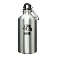 Bouteille d'eau sport en aluminium 17 oz avec logo personnalisé, réutilisable, à paroi simple, avec couvercle mousqueton pour cadeaux promotionnels