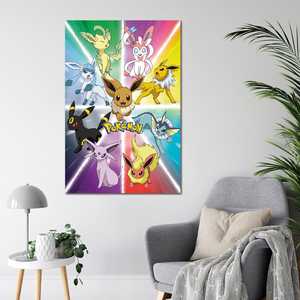 Affiche sur toile Pokmon de style moderne - Evolution d'Eevee pour décoration murale - Product Image 1