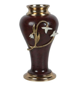 Jarrón de Flores de Hierro Hecho a Mano de Lujo con Estampado de Grano de Madera Esmaltado y Cuello con Detalles Dorados, Material Metálico Disponible a Precios de Mayoreo - Product Image 4