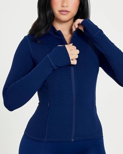 Fabricant de vêtements de sport Logo personnalisé Running Veste à fermeture éclair à séchage rapide Manches longues Veste de sport yoga fitness pour femmes - Product Image 3