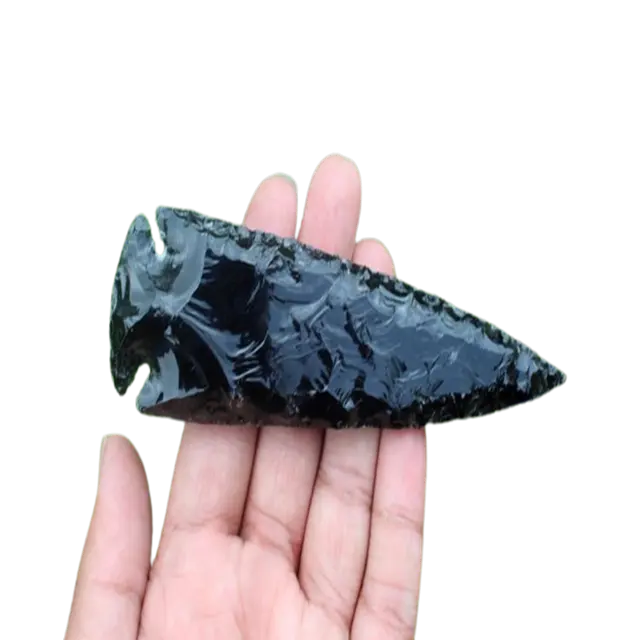 Bán buôn đá tự nhiên chất lượng tốt nhất Ấn Độ chữa bệnh Đen obsidian đầu mũi tên 4 đến 10 inch số lượng lớn đầu mũi tên để bán