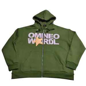 La mejor calidad 100% algodón polar personalizado Full Zip Puff impresión negro sólido al por mayor cara completa Zip Up sudaderas con capucha - Product Image 2