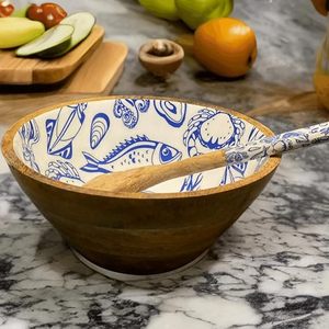 ชามเสิร์ฟไม้ทรงกลมพิมพ์ลายเคลือบแบบกำหนดเองเสิร์ฟขนมและสลัดอย่างมีสไตล์ด้วยชามเคลือบขนาดกำหนดเองของเรา - Product Image 3