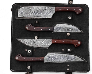 ชุดมีดเชฟสำหรับห้องครัว4ชิ้นทำจากเหล็กดามัสกัสสำหรับบาร์บีคิวกลางแจ้ง - Product Image 5