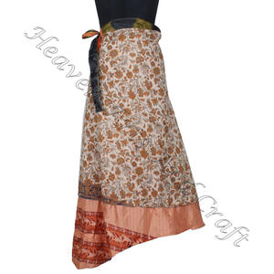 กระโปรงผ้าไหมชายหาดสำหรับผู้หญิงกระโปรงผ้าส่าหรีสไตล์วินเทจสไตล์อังกฤษ - Product Image 4