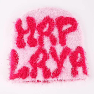 Vente en gros 100% acrylique Jacquard Bonnet personnalisé du fabricant Chapeaux en mohair les plus vendus Motif à pois avec logo - Product Image 3