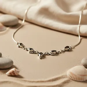 Collier en argent 925 avec perles de quartz fumé pour femmes - Product Image 1