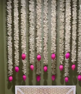 Cordão artificial de flor de jasmine e lotus, corda para decoração de casamento e festa indiana, venda quente, decoração de cerimônia mehandi