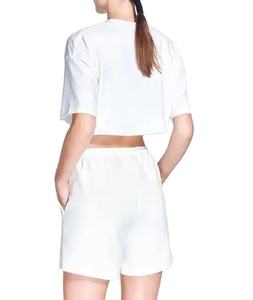 Conjunto de pantalones cortos de cintura alta de verano para mujer, técnicas bordadas hasta la rodilla, ajuste holgado, traje de dos piezas sencillo sólido 2026 - Product Image 2