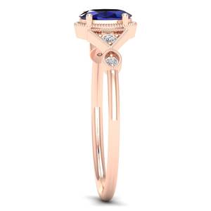 Bague de fiançailles REYES en or massif 14 carats avec moissanite certifiée GRA, taille ovale, 0,5 saphir bleu, prix de gros - Product Image 3