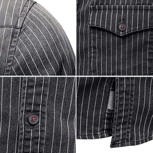 เสื้อยีนส์สีทึบของผู้ชายเสื้อระบายอากาศได้ดีเป็นมิตรกับสิ่งแวดล้อมผ้าฝ้ายแขนยาวลำลองฤดูใบไม้ผลิ - Product Image 4