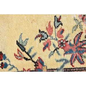 Alfombra Tradicional de Lana Amarilla Marrón de 2.3x5.5 pies, Hecha a Mano, Ecológica, de Pelo Medio, Estilo Tabriz, Diseño de Patchwork, con Base de Látex, para Adolescentes - Product Image 5