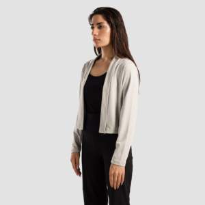 Autumn Yoga Cardigan in Silver Grey with Print Pattern and Button Decoration - Product Image 3