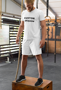 Ensemble de t-shirt et short de sport pour homme en coton 100% tissé, deux pièces, été, t-shirt épais, personnalisé, séchage rapide, écologique, fabriqué en Turquie - Product Image 4