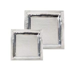 Plateau de service en cuivre martelé au design simple, chromé |   Plateau alimentaire haut de gamme pour apéritifs, collations, restaurants et repas à domicile - Product Image 1