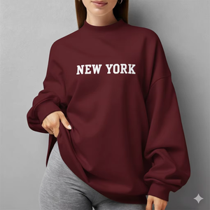 Sudadera de Forro Polar para Mujer, Cuello Alto Simulado, Ajuste Holgado, Color Sólido, Secado Rápido, Ecológica, Precio Económico, Servicio OEM Frontal - Product Image 1