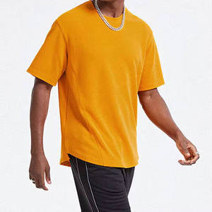 Camiseta lisa de manga corta 100% algodón y poliéster para hombre al mejor precio, cuello de Color sólido, ligera, transpirable, de gran tamaño, con estampado de logotipo - Product Image 1