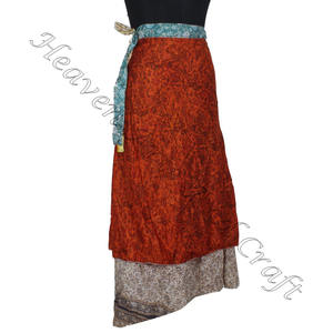 New Indian Handmade Vintage 100% Silk Sari <b>Wrap</b> <b>Skirt</b> Reversible Vintage Silk Magic 38inch Length <b>Wrap</b> <b>Skirt</b> Halter Tube Dress - Product Image 6